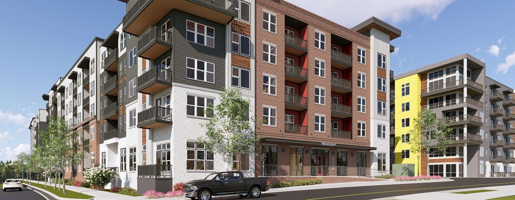 a row of multi-story buildings