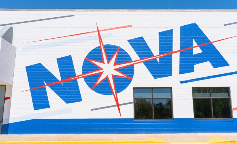 a painted logo on a building