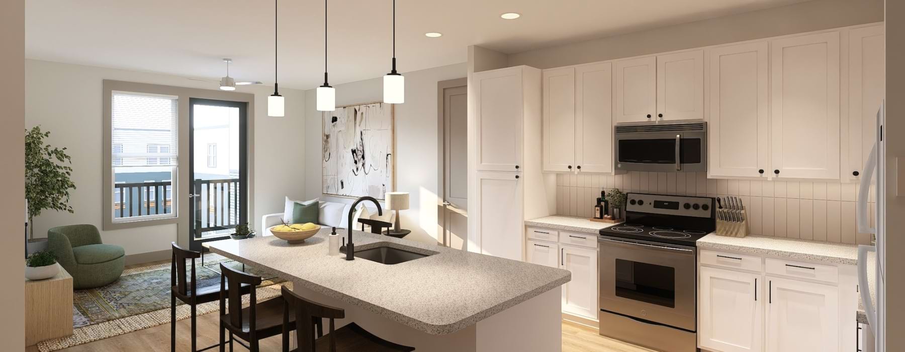Well-lit kitchen with ample counter space