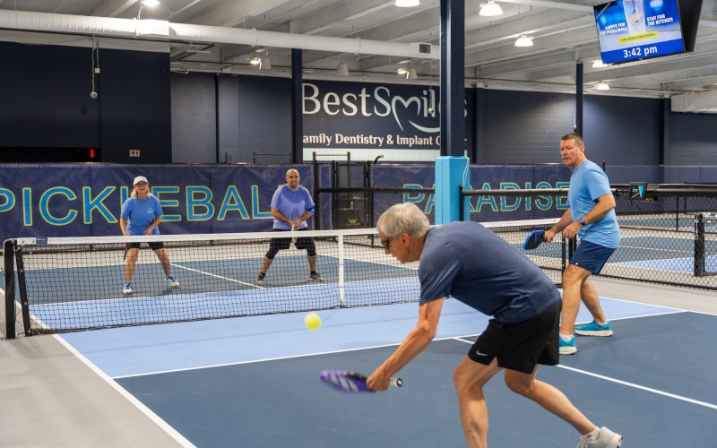 people playing pickleball