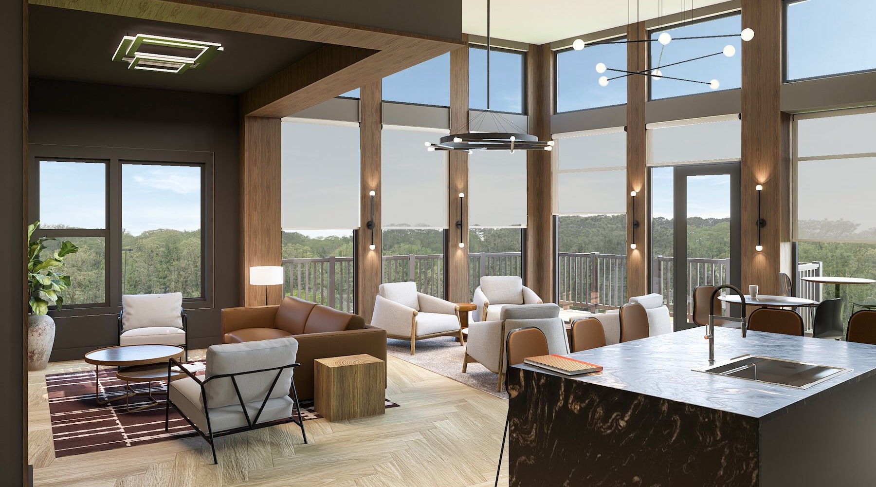 a large room with natural light